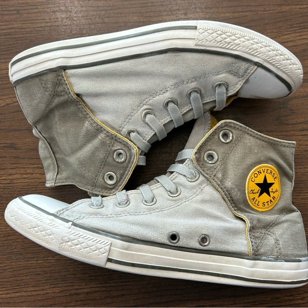 Converse‎ Gray and Yellow High-Top Sneakers Size 6.5 - Picture 2 of 16